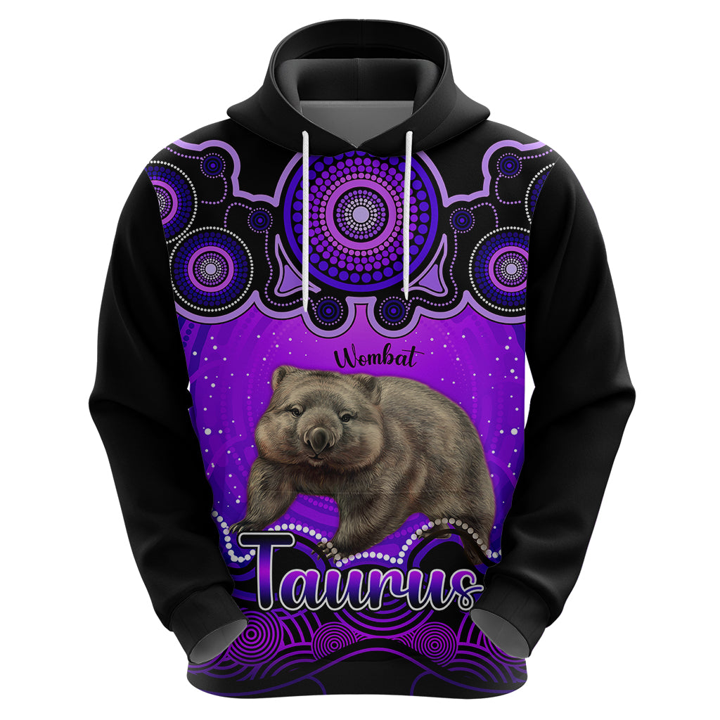 Personalised Australia Taurus Wombat Zodiac Hoodie Auz Astrology Aboriginal - Purple LT9 - Vibe Hoodie Shop