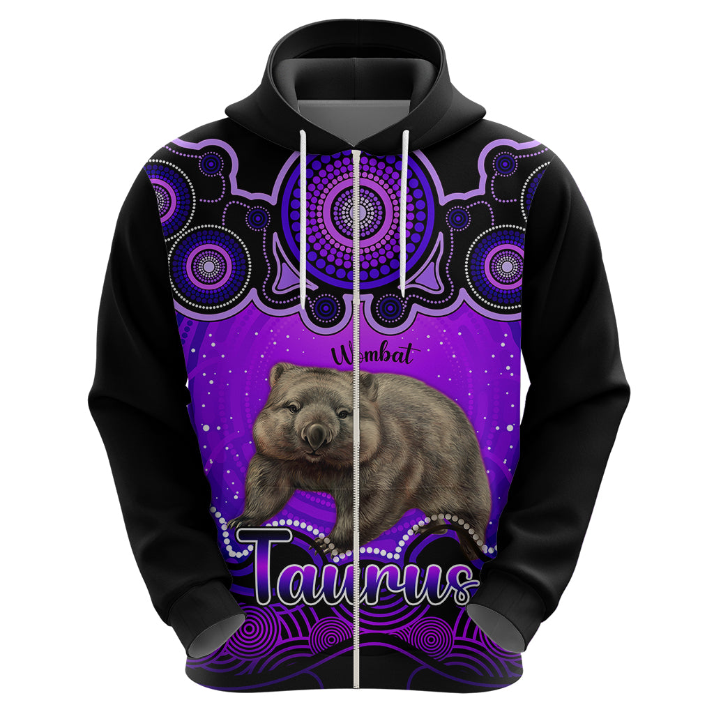 Personalised Australia Taurus Wombat Zodiac Hoodie Auz Astrology Aboriginal - Purple LT9 - Vibe Hoodie Shop
