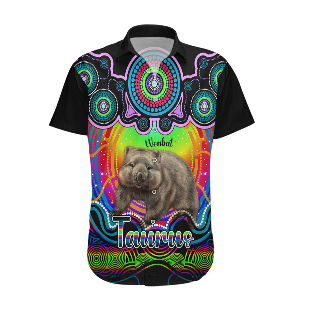Personalised Australia Taurus Wombat Zodiac Hawaiian Shirt Auz Astrology Aboriginal - Rainbow - Vibe Hoodie Shop