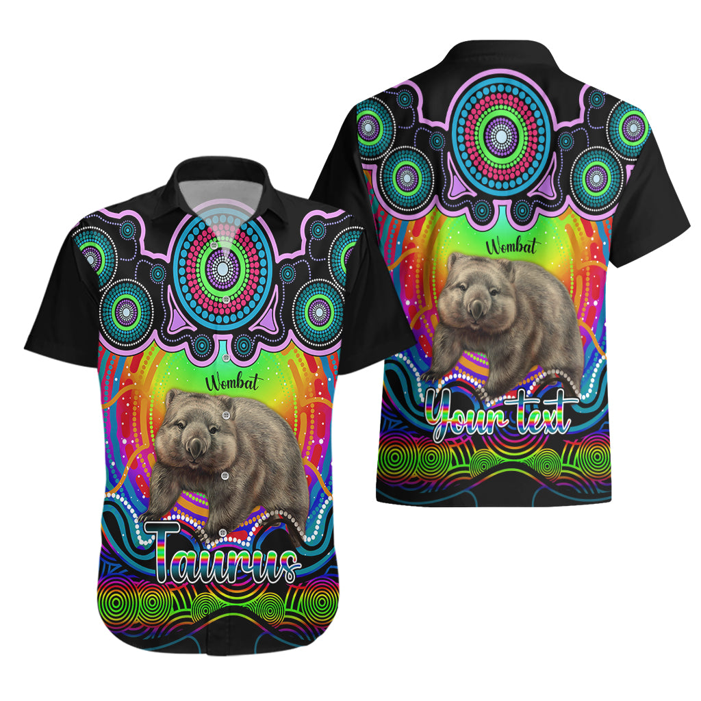 Personalised Australia Taurus Wombat Zodiac Hawaiian Shirt Auz Astrology Aboriginal - Rainbow - Vibe Hoodie Shop