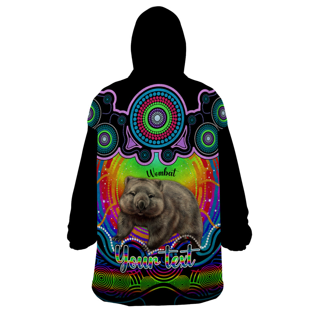 Personalised Australia Taurus Wombat Zodiac Wearable Blanket Hoodie Auz Astrology Aboriginal - Rainbow - Vibe Hoodie Shop