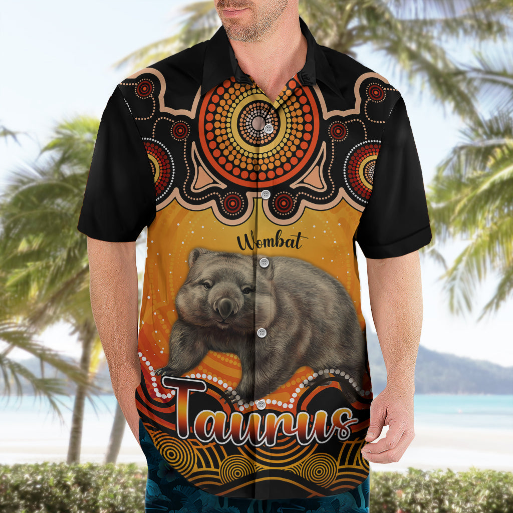 Personalised Australia Taurus Wombat Zodiac Hawaiian Shirt Auz Astrology Aboriginal - Red - Vibe Hoodie Shop