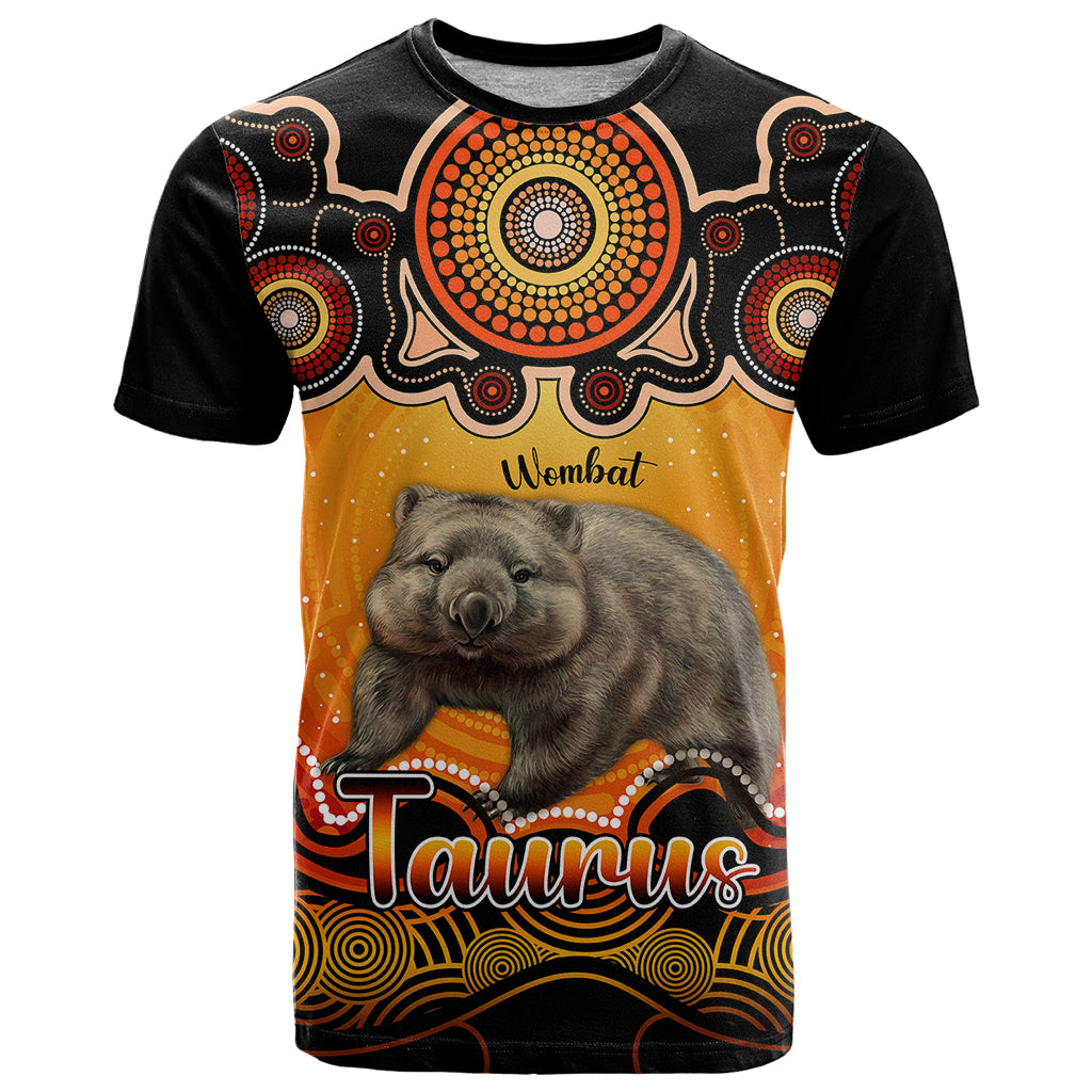 Personalised Australia Taurus Wombat Zodiac T Shirt Auz Astrology Aboriginal - Red LT9 - Vibe Hoodie Shop