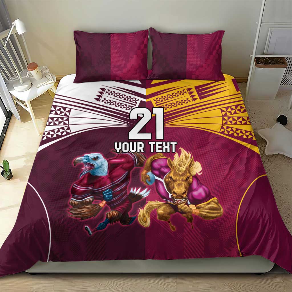 Custom Sea Eagles And Broncos Rugby Bedding Set Sporty Style - Vibe Hoodie Shop