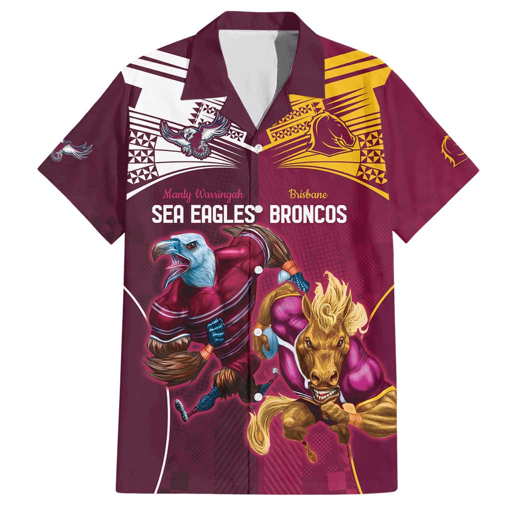 Custom Sea Eagles And Broncos Rugby Hawaiian Shirt Sporty Style - Vibe Hoodie Shop