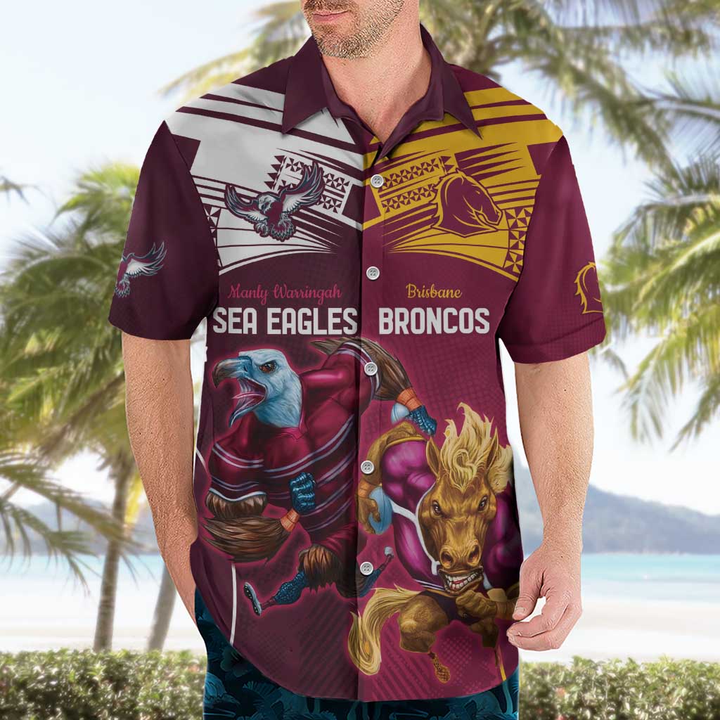 Custom Sea Eagles And Broncos Rugby Hawaiian Shirt Sporty Style - Vibe Hoodie Shop