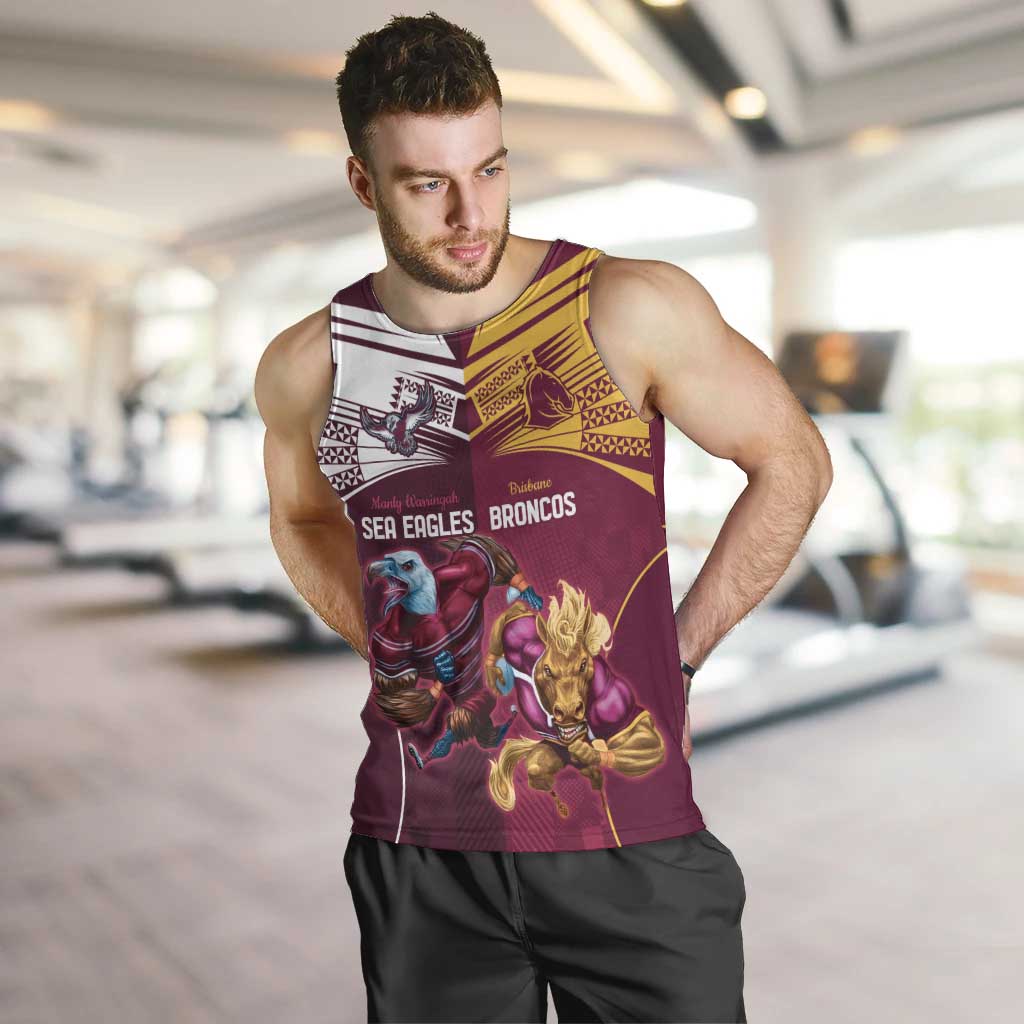 Custom Sea Eagles And Broncos Rugby Men Tank Top Sporty Style - Vibe Hoodie Shop
