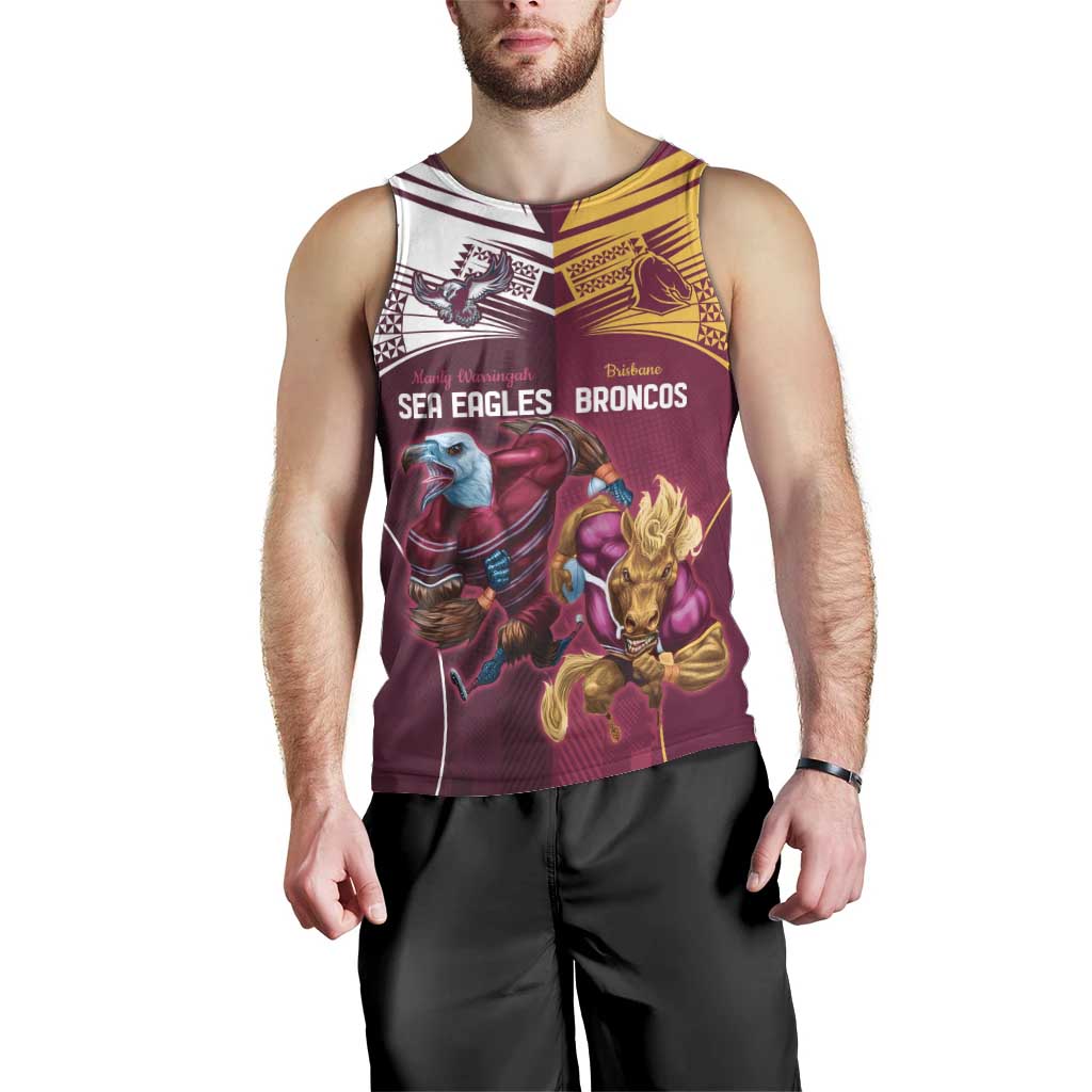Custom Sea Eagles And Broncos Rugby Men Tank Top Sporty Style - Vibe Hoodie Shop