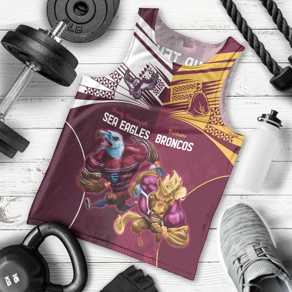 Custom Sea Eagles And Broncos Rugby Men Tank Top Sporty Style - Vibe Hoodie Shop