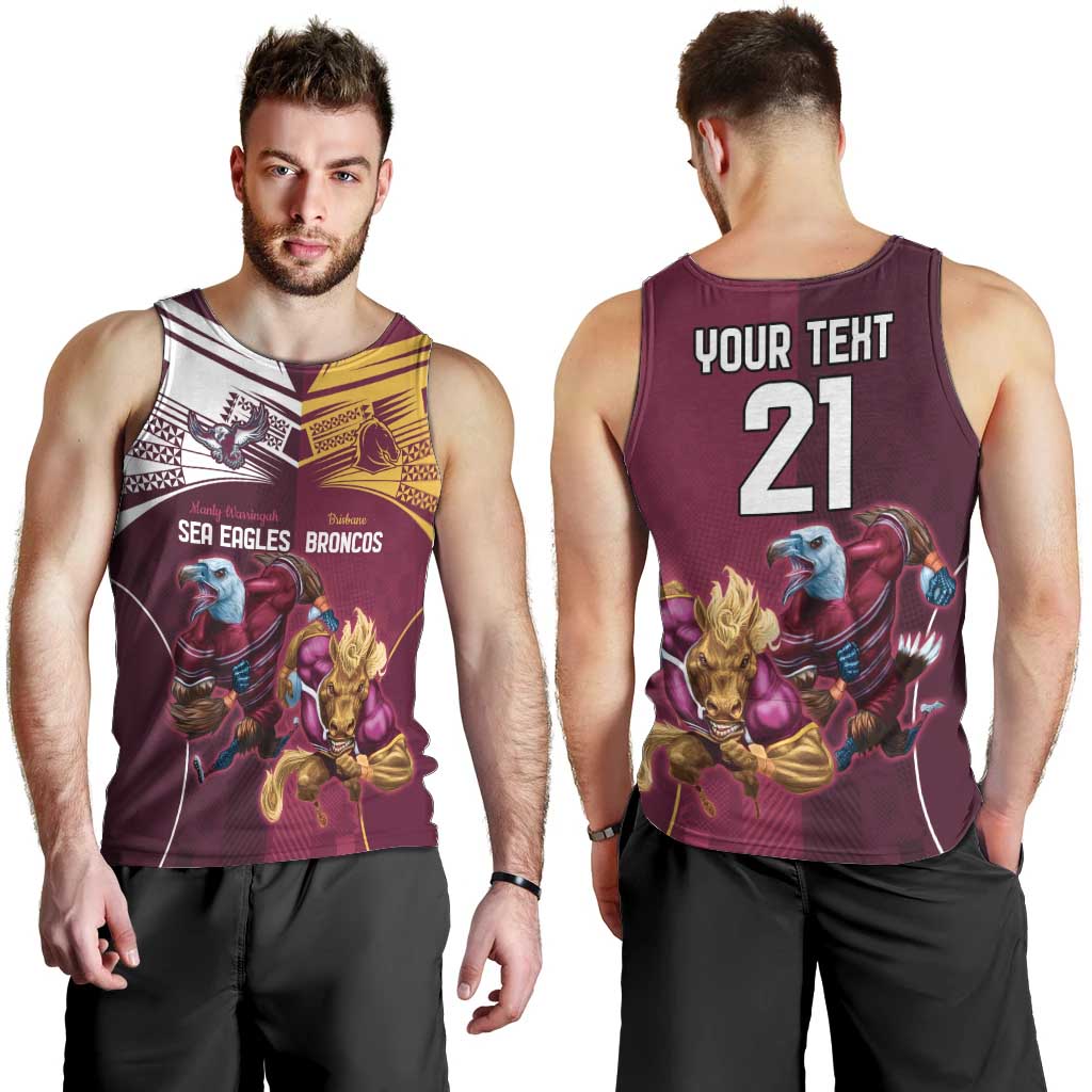 Custom Sea Eagles And Broncos Rugby Men Tank Top Sporty Style - Vibe Hoodie Shop