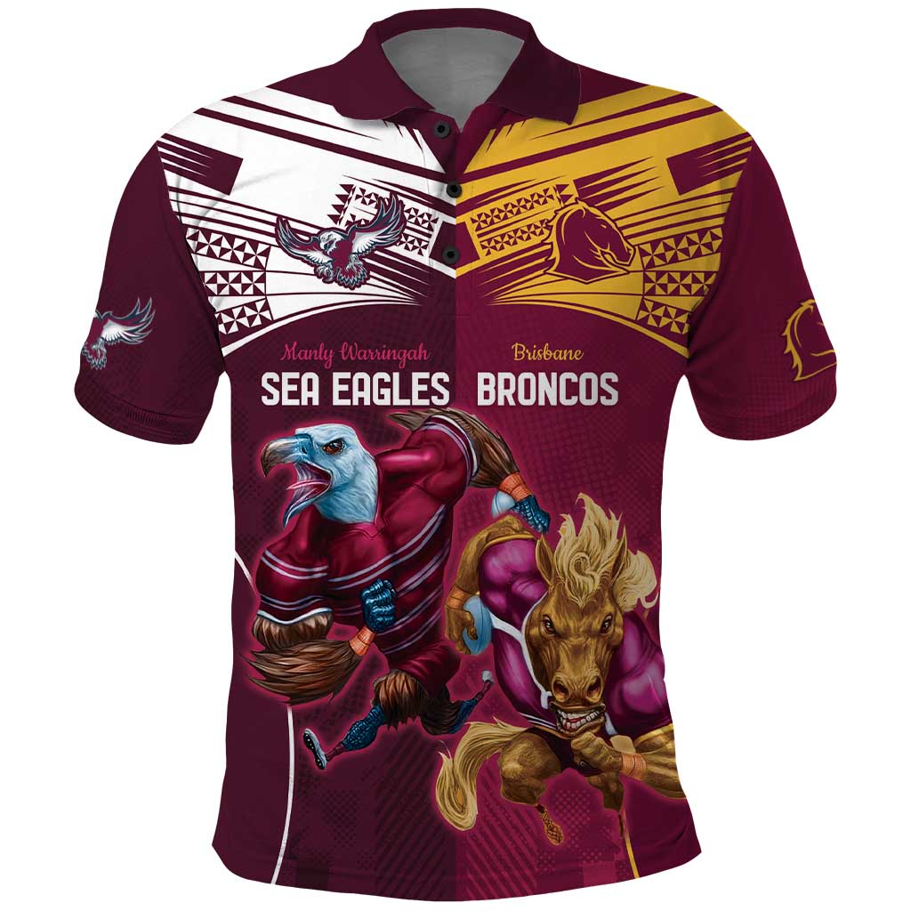 Custom Sea Eagles And Broncos Rugby Polo Shirt Sporty Style LT9 - Vibe Hoodie Shop