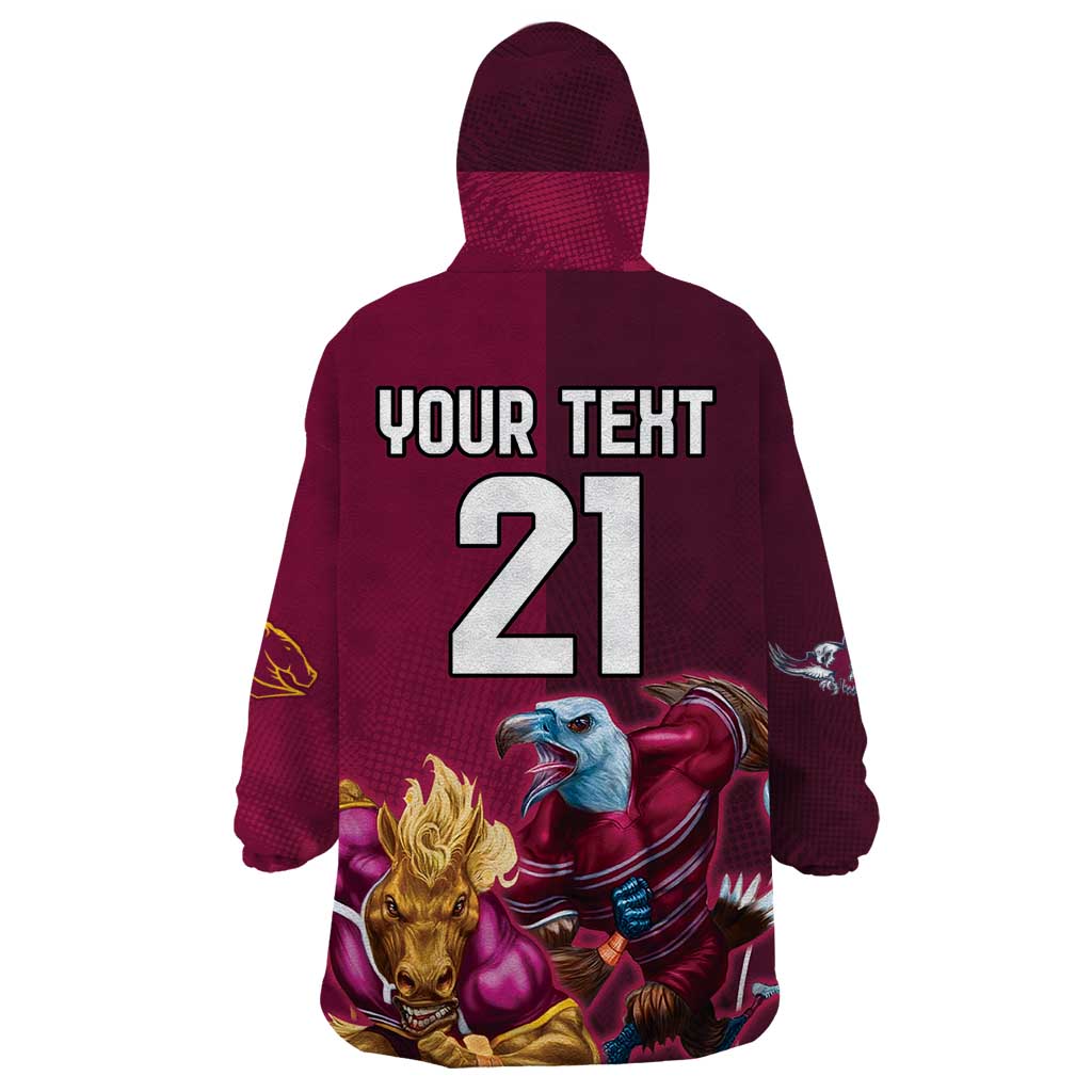 Custom Sea Eagles And Broncos Rugby Wearable Blanket Hoodie Sporty Style - Vibe Hoodie Shop