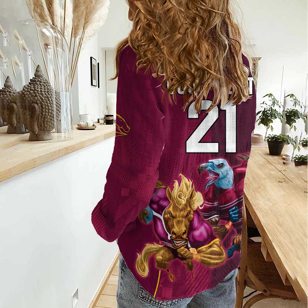 Custom Sea Eagles And Broncos Rugby Women Casual Shirt Sporty Style - Vibe Hoodie Shop
