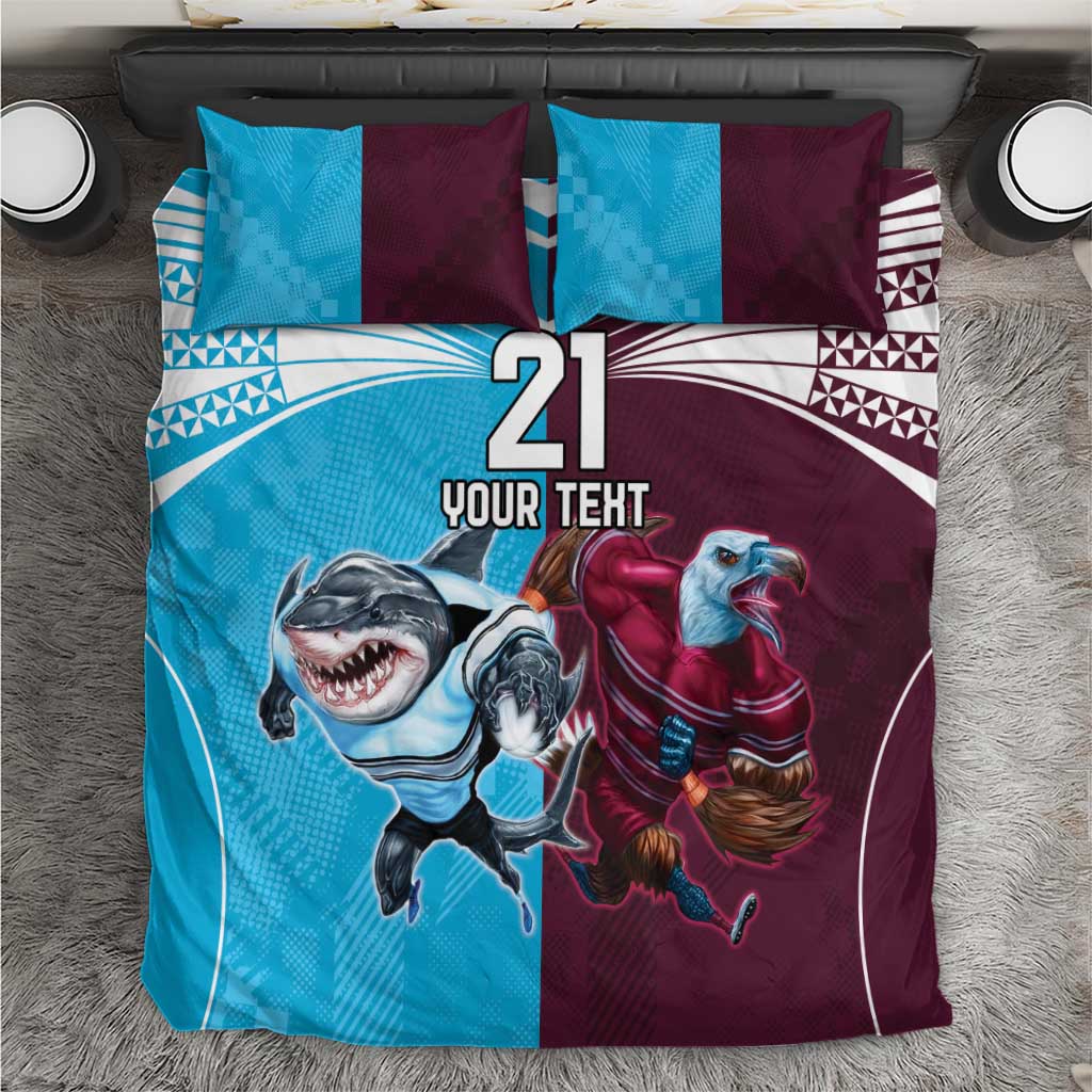 Custom Sea Eagles And Sharks Rugby Bedding Set Sporty Style - Vibe Hoodie Shop