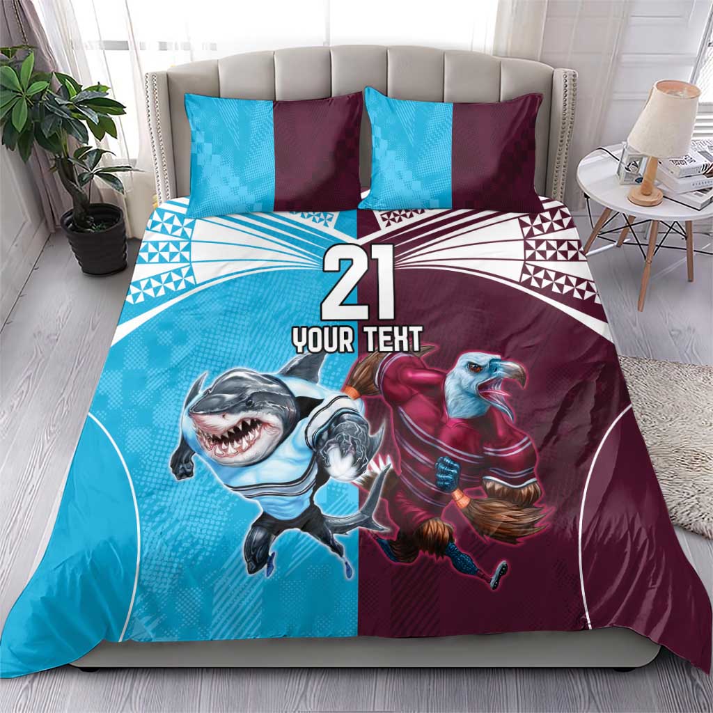 Custom Sea Eagles And Sharks Rugby Bedding Set Sporty Style - Vibe Hoodie Shop