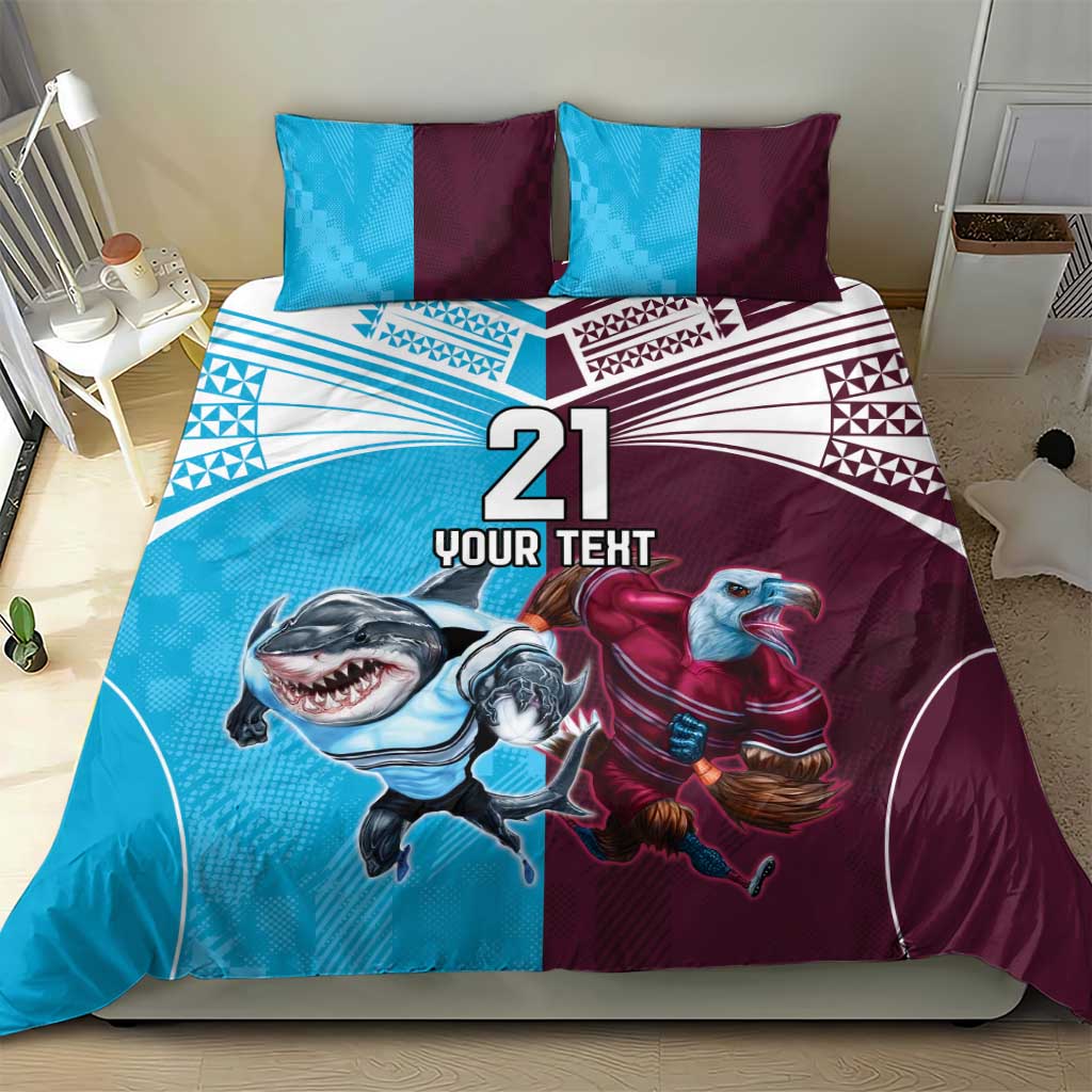 Custom Sea Eagles And Sharks Rugby Bedding Set Sporty Style - Vibe Hoodie Shop