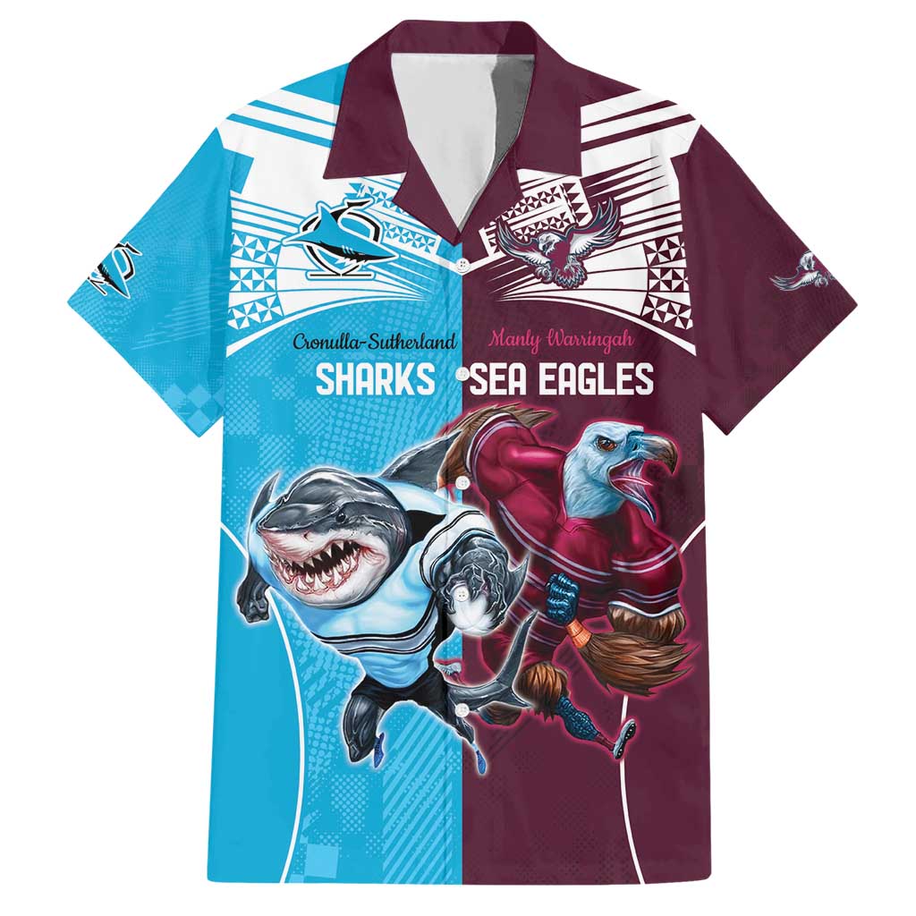 Custom Sea Eagles And Sharks Rugby Hawaiian Shirt Sporty Style - Vibe Hoodie Shop