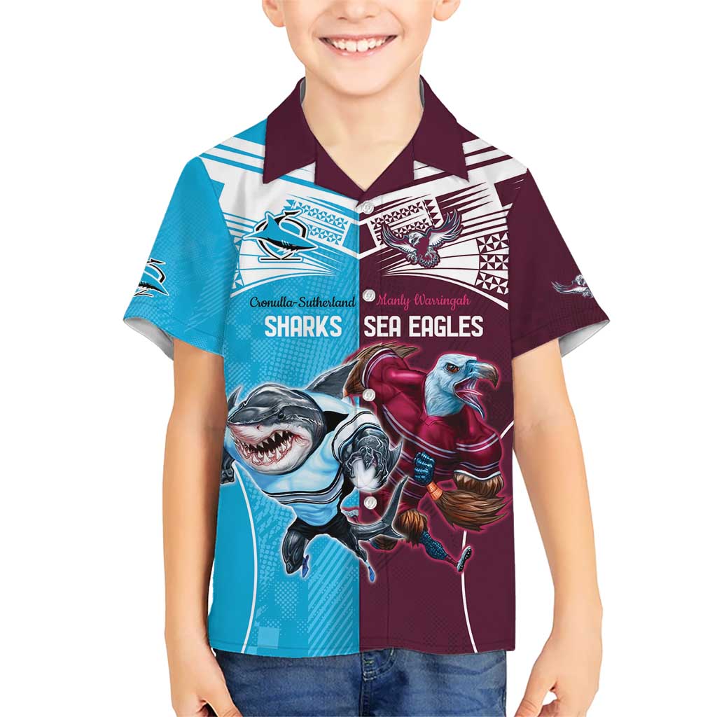 Custom Sea Eagles And Sharks Rugby Hawaiian Shirt Sporty Style - Vibe Hoodie Shop