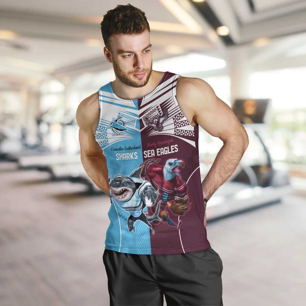 Custom Sea Eagles And Sharks Rugby Men Tank Top Sporty Style - Vibe Hoodie Shop
