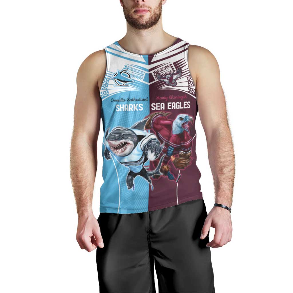 Custom Sea Eagles And Sharks Rugby Men Tank Top Sporty Style - Vibe Hoodie Shop