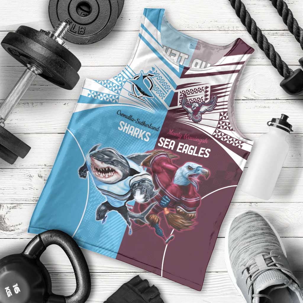 Custom Sea Eagles And Sharks Rugby Men Tank Top Sporty Style - Vibe Hoodie Shop