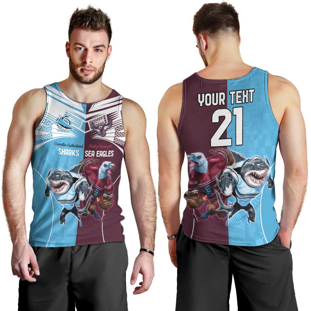 Custom Sea Eagles And Sharks Rugby Men Tank Top Sporty Style - Vibe Hoodie Shop
