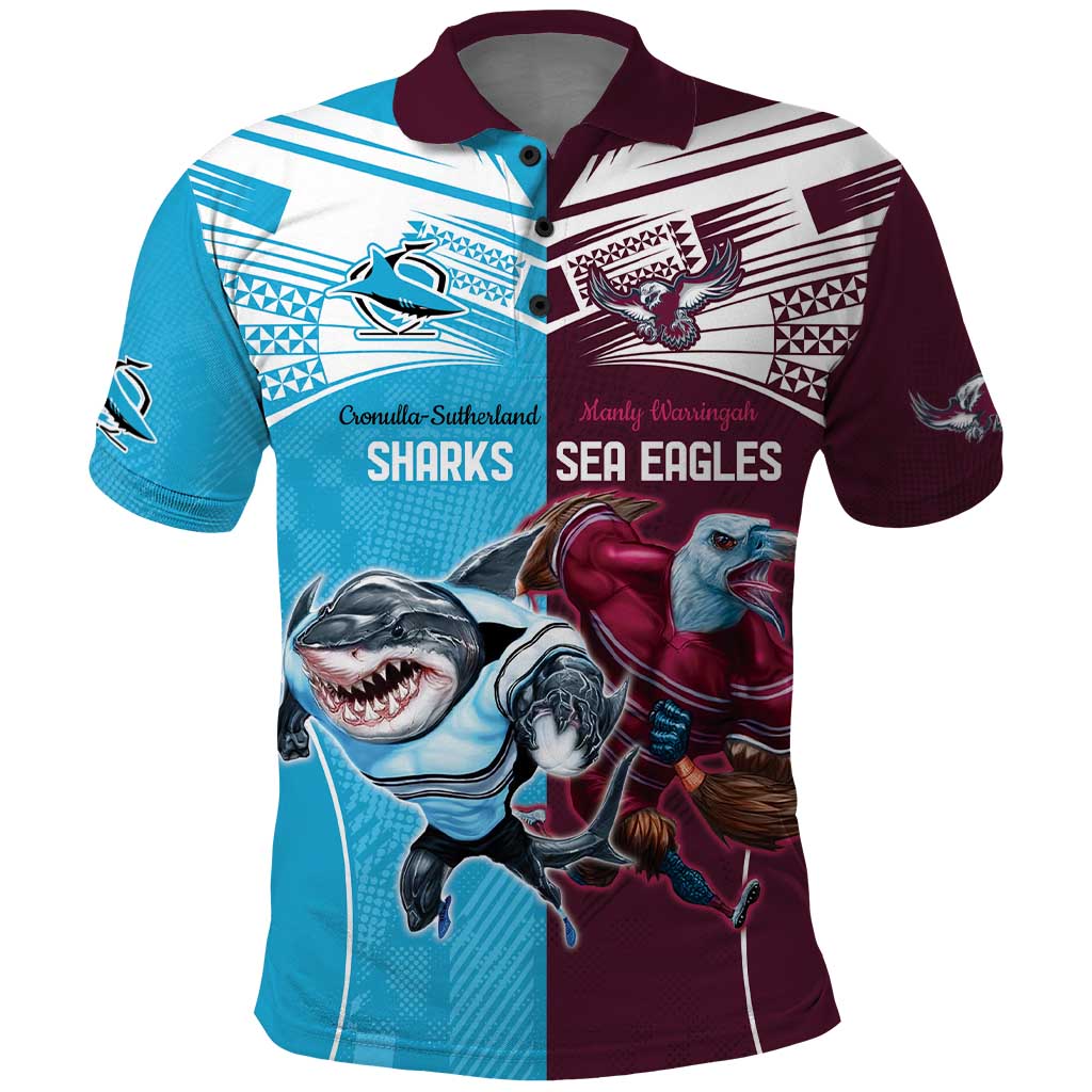 Custom Sea Eagles And Sharks Rugby Polo Shirt Sporty Style LT9 - Vibe Hoodie Shop