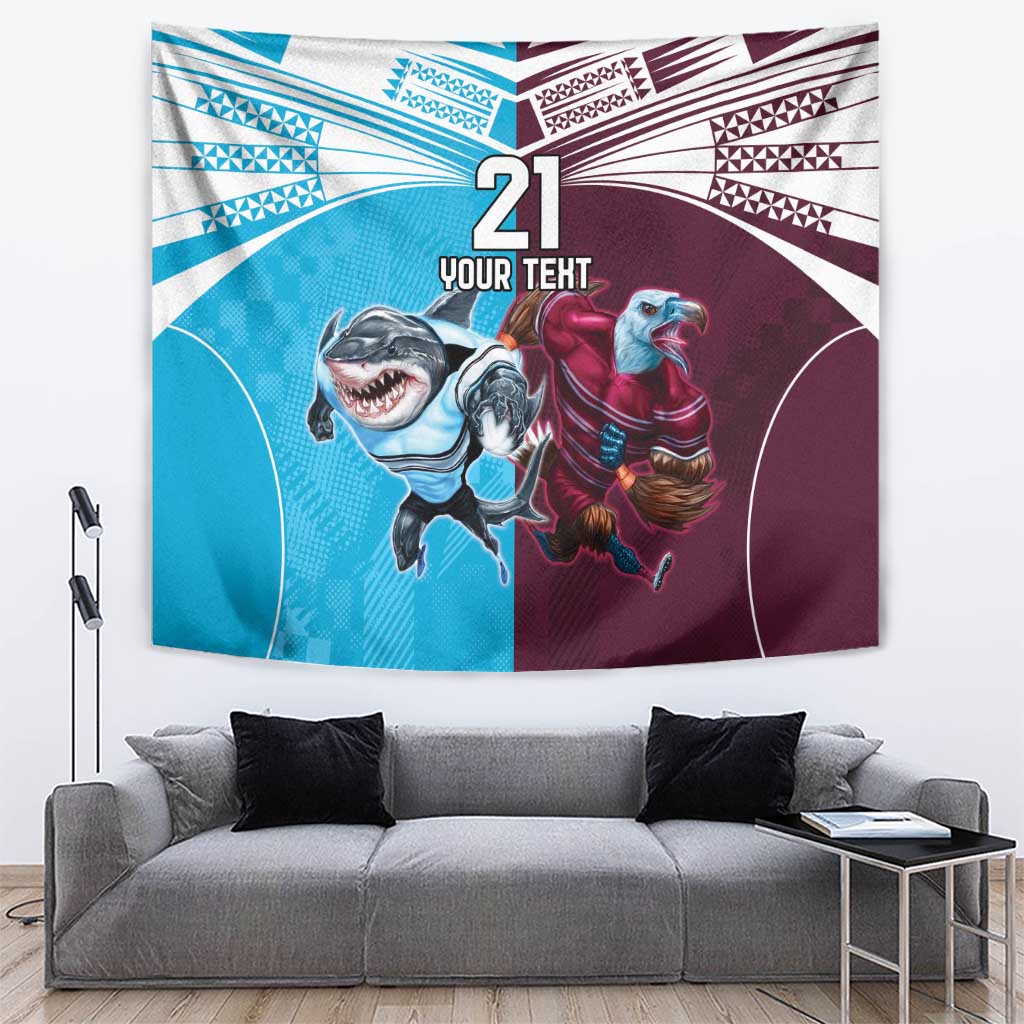 Custom Sea Eagles And Sharks Rugby Tapestry Sporty Style - Vibe Hoodie Shop