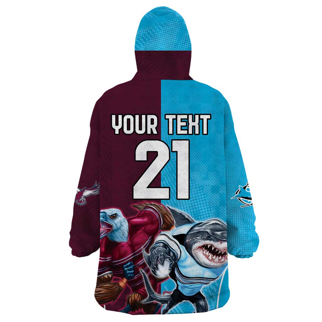 Custom Sea Eagles And Sharks Rugby Wearable Blanket Hoodie Sporty Style - Vibe Hoodie Shop