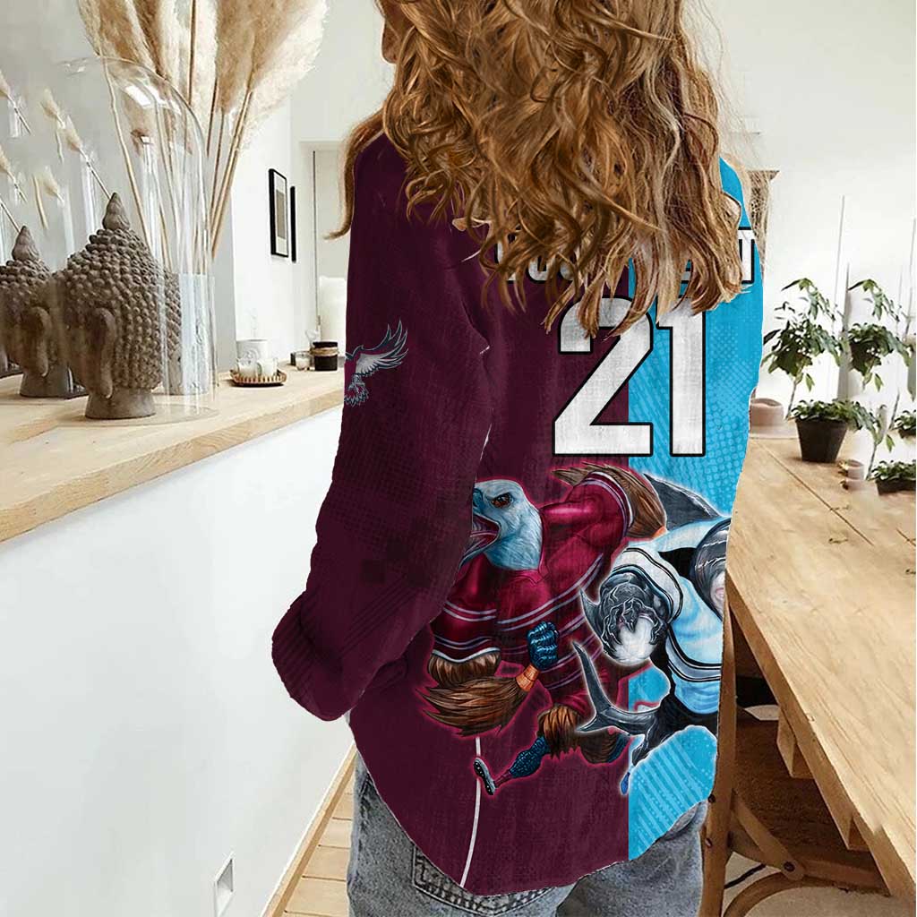 Custom Sea Eagles And Sharks Rugby Women Casual Shirt Sporty Style - Vibe Hoodie Shop