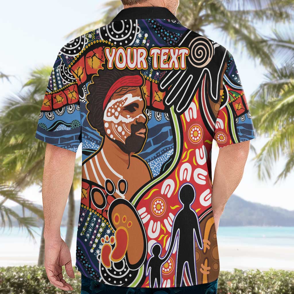 Dad and Son Footprint Father's Day Personalised Hawaiian Shirt Australian Aboriginal Art - Vibe Hoodie Shop