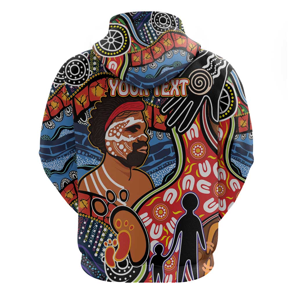 Dad and Son Footprint Father's Day Personalised Hoodie Australian Aboriginal Art LT9 - Vibe Hoodie Shop