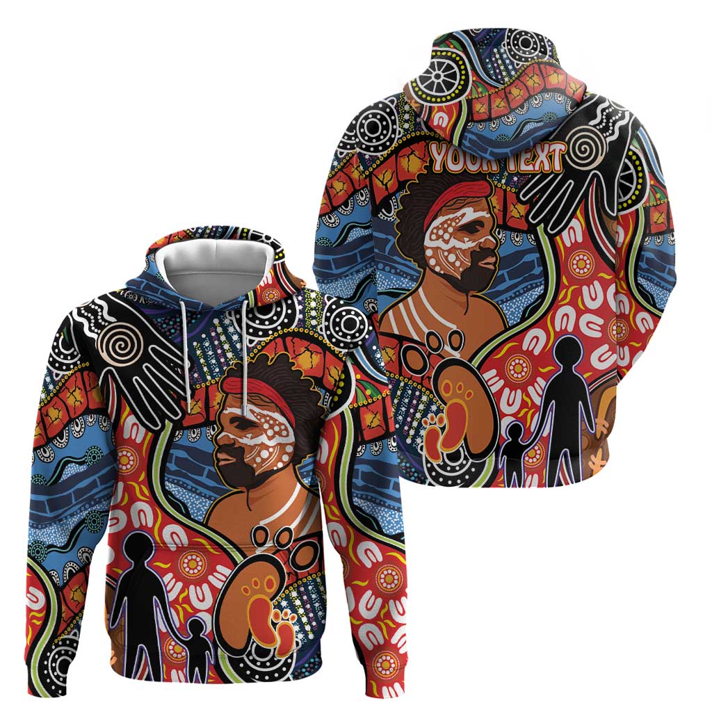 Dad and Son Footprint Father's Day Personalised Hoodie Australian Aboriginal Art LT9 - Vibe Hoodie Shop