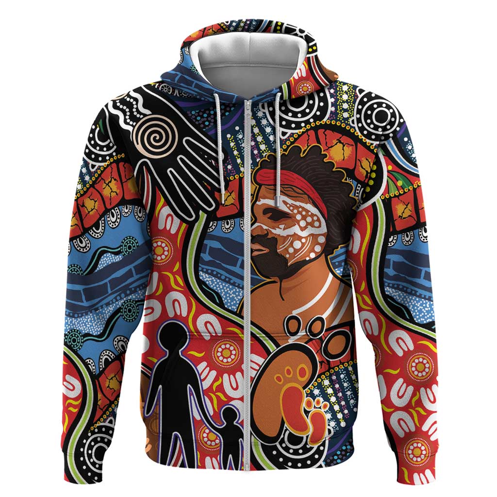 Dad and Son Footprint Father's Day Personalised Hoodie Australian Aboriginal Art LT9 - Vibe Hoodie Shop