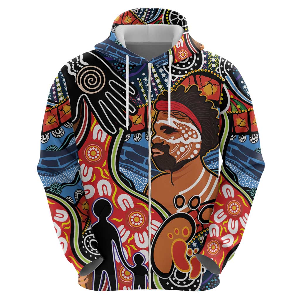 Dad and Son Footprint Father's Day Personalised Hoodie Australian Aboriginal Art LT9 - Vibe Hoodie Shop