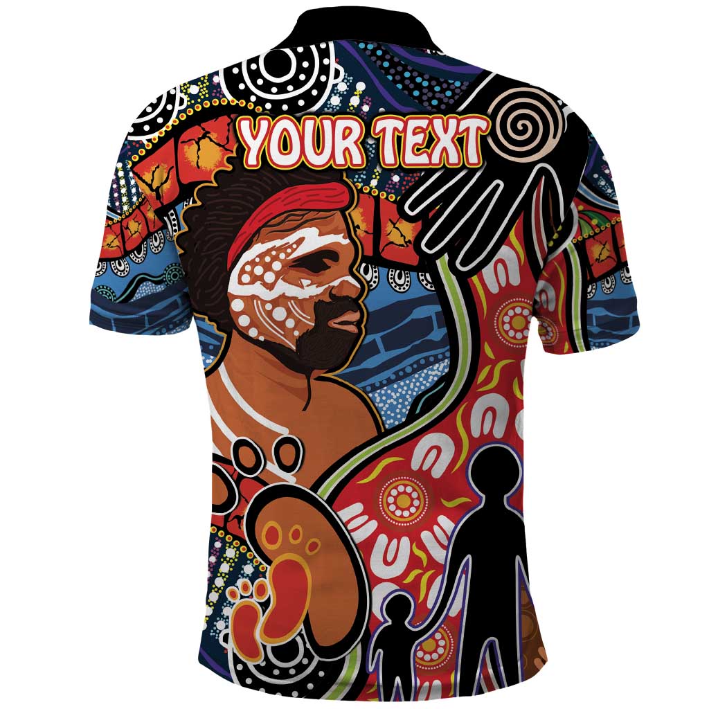 Dad and Son Footprint Father's Day Personalised Polo Shirt Australian Aboriginal Art LT9 - Vibe Hoodie Shop