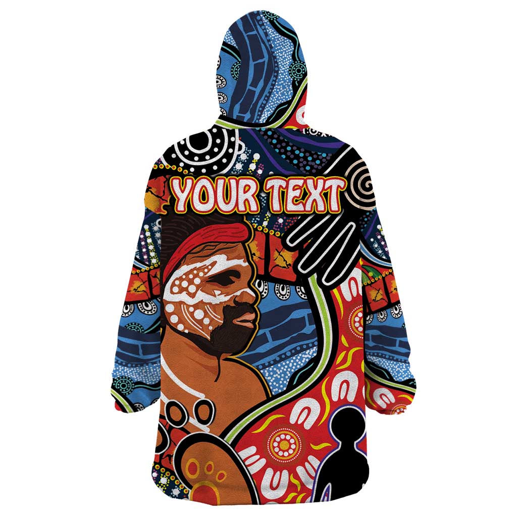 Dad and Son Footprint Father's Day Personalised Wearable Blanket Hoodie Australian Aboriginal Art - Vibe Hoodie Shop