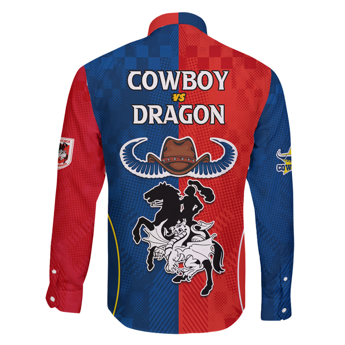 nrl-cowboys-combine-dragon-rugby-family-matching-off-shoulder-long-sleeve-dress-and-hawaiian-shirt-sporty-style