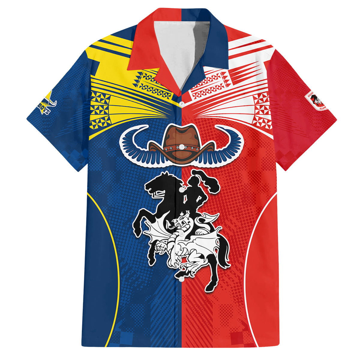 nrl-cowboys-combine-dragon-rugby-family-matching-off-shoulder-maxi-dress-and-hawaiian-shirt-sporty-style