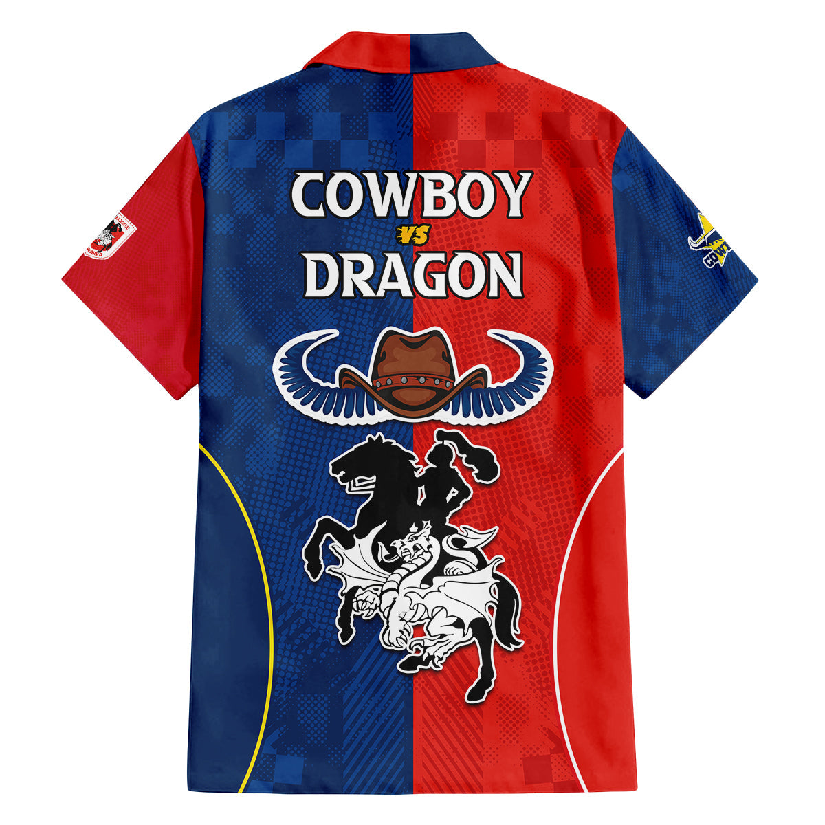 nrl-cowboys-combine-dragon-rugby-family-matching-off-shoulder-short-dress-and-hawaiian-shirt-sporty-style