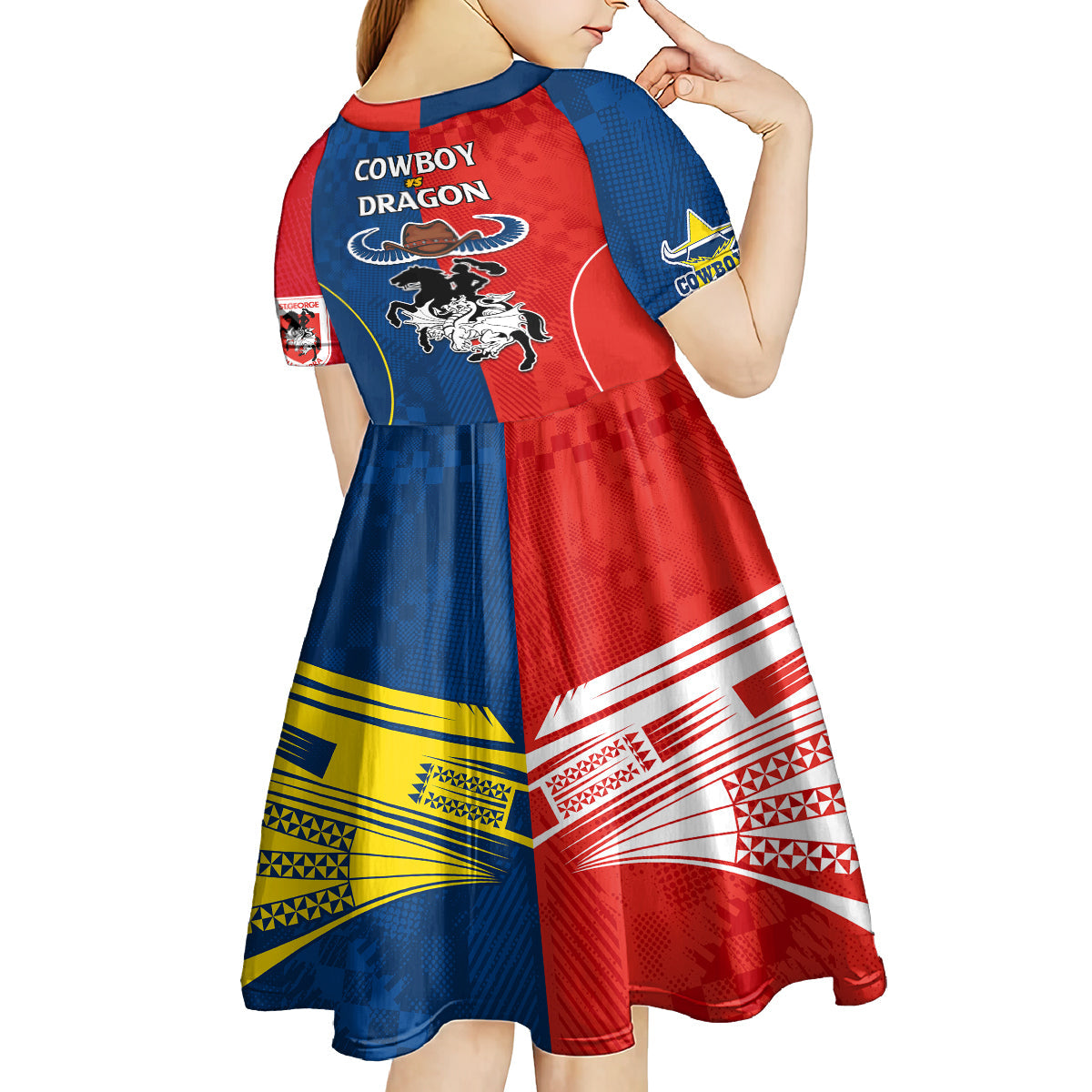 nrl-cowboys-combine-dragon-rugby-kid-short-sleeve-dress-sporty-style