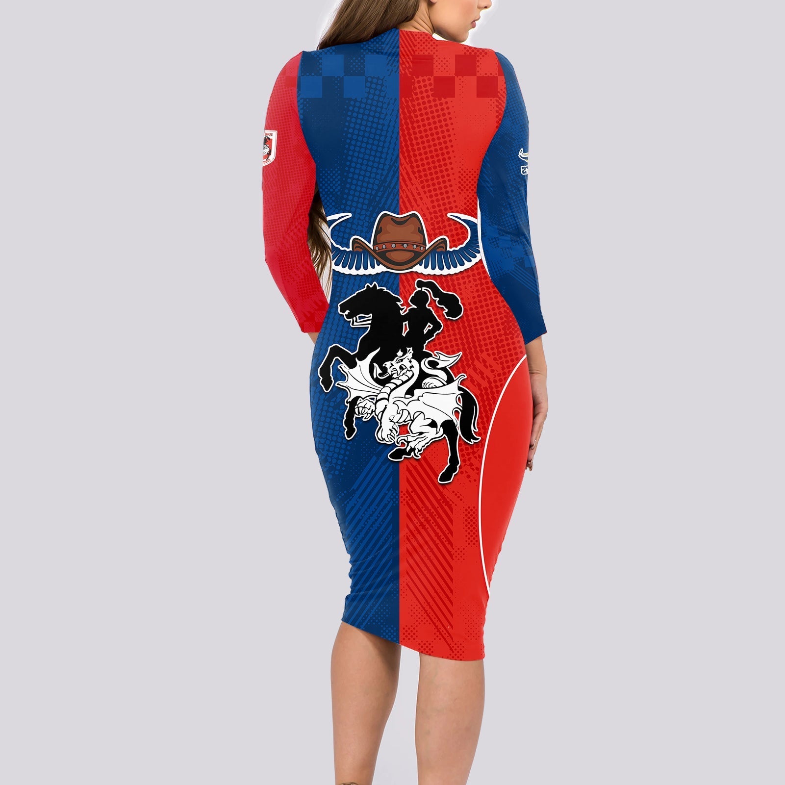 nrl-cowboys-combine-dragon-rugby-long-sleeve-bodycon-dress-sporty-style