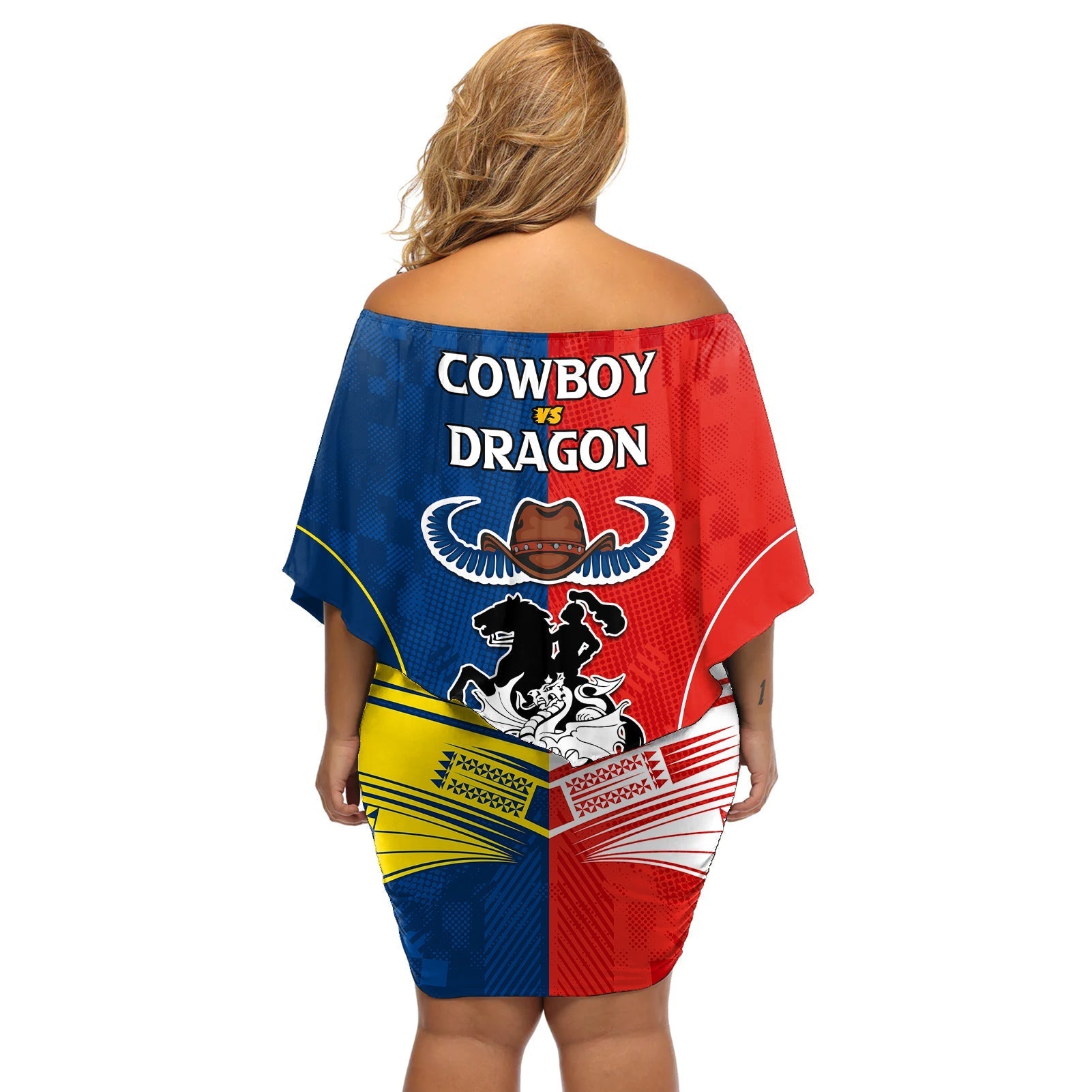 nrl-cowboys-combine-dragon-rugby-off-shoulder-short-dress-sporty-style