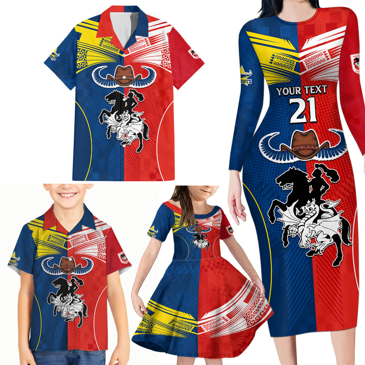 custom-nrl-cowboys-combine-dragon-rugby-family-matching-long-sleeve-bodycon-dress-and-hawaiian-shirt-sporty-style