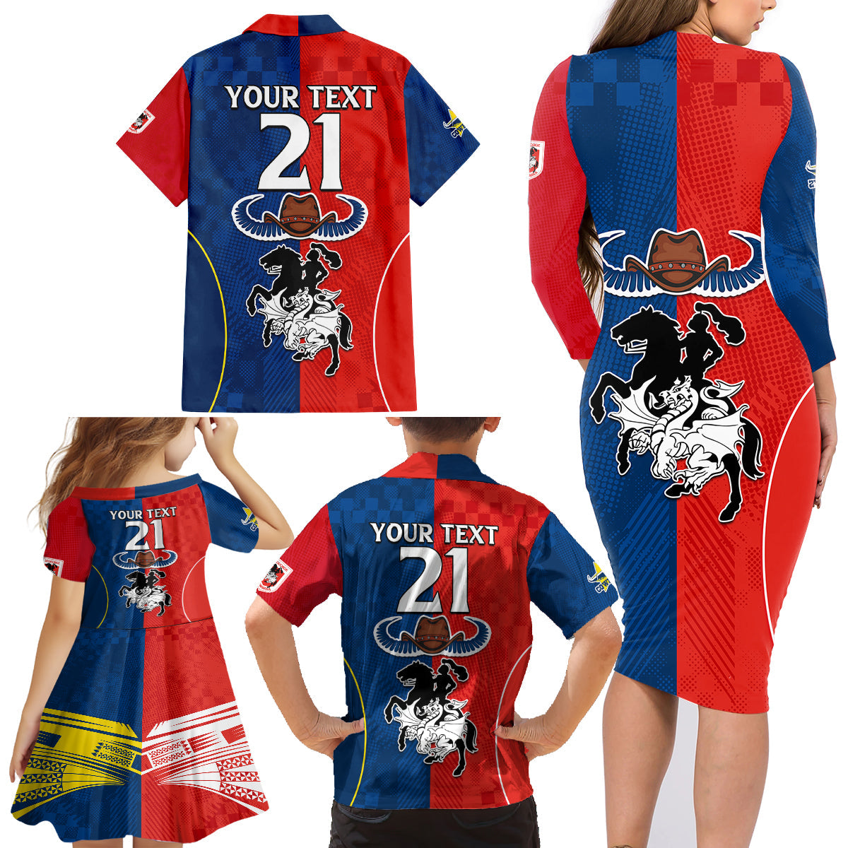 custom-nrl-cowboys-combine-dragon-rugby-family-matching-long-sleeve-bodycon-dress-and-hawaiian-shirt-sporty-style