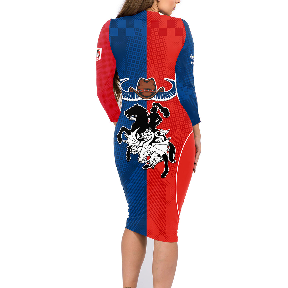 custom-nrl-cowboys-combine-dragon-rugby-family-matching-long-sleeve-bodycon-dress-and-hawaiian-shirt-sporty-style
