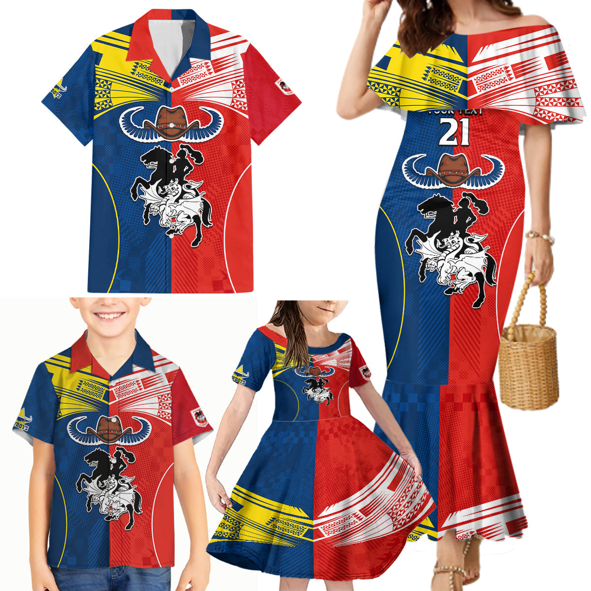 custom-nrl-cowboys-combine-dragon-rugby-family-matching-mermaid-dress-and-hawaiian-shirt-sporty-style