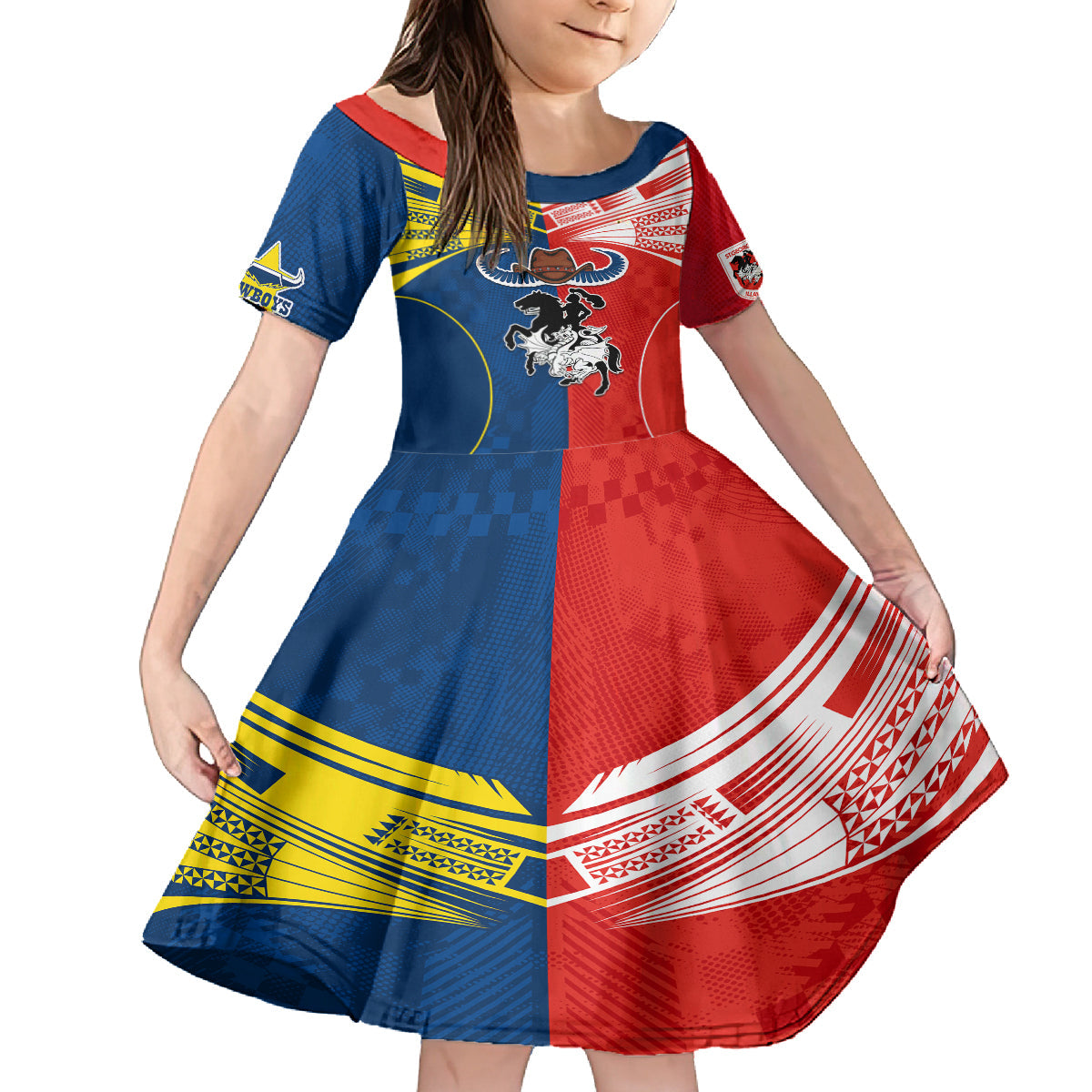 custom-nrl-cowboys-combine-dragon-rugby-family-matching-off-shoulder-long-sleeve-dress-and-hawaiian-shirt-sporty-style