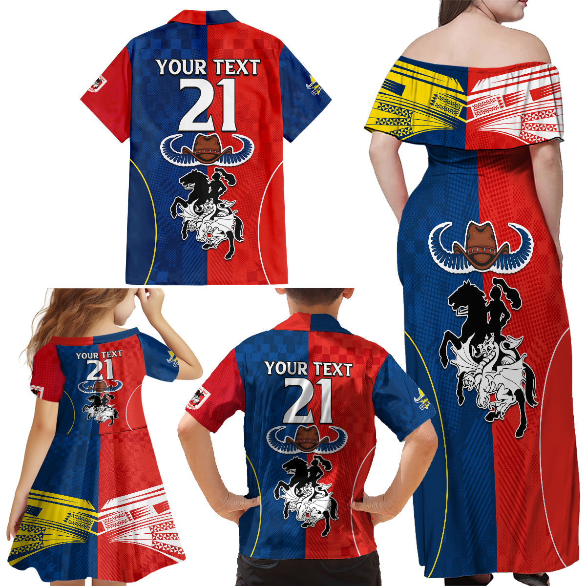 custom-nrl-cowboys-combine-dragon-rugby-family-matching-off-shoulder-long-sleeve-dress-and-hawaiian-shirt-sporty-style