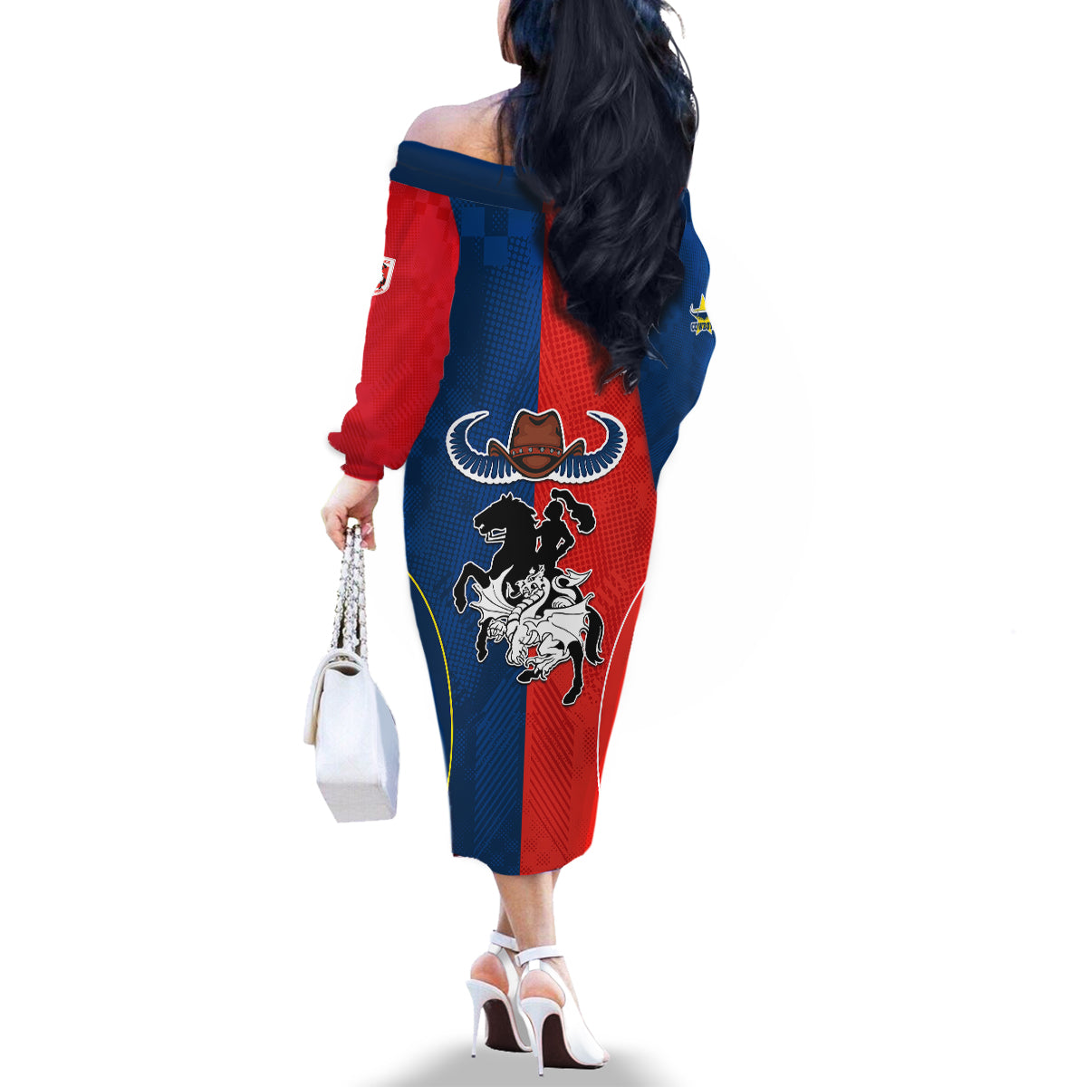 custom-nrl-cowboys-combine-dragon-rugby-family-matching-off-shoulder-long-sleeve-dress-and-hawaiian-shirt-sporty-style